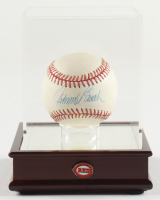Johnny Bench Signed ONL Baseball with Display Case with Reds Logo Pin (JSA) at PristineAuction.com