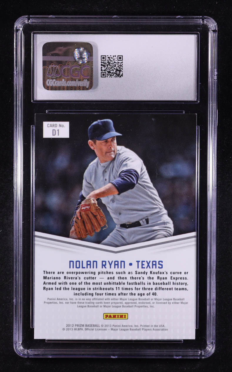 Nolan Ryan 2012 Panini Prizm Dominance #D1 (CGC 10) at PristineAuction.com Nolan Ryan 2012 Panini Prizm Dominance #D1 (CGC 10) at PristineAuction.com