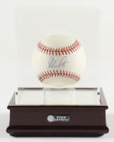 Nolan Ryan Signed OML Baseball with Display Case with Ryan Express Pin (PSA) at PristineAuction.com