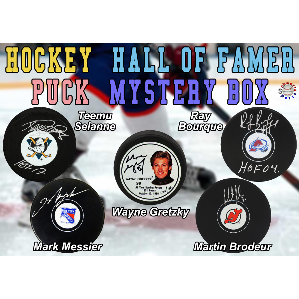 Hockey HALL OF FAMER Signed Logo Hockey Puck Mystery Box - Series 32 (Limited to 150) &ndash; Schwartz Sports at PristineAuction.com