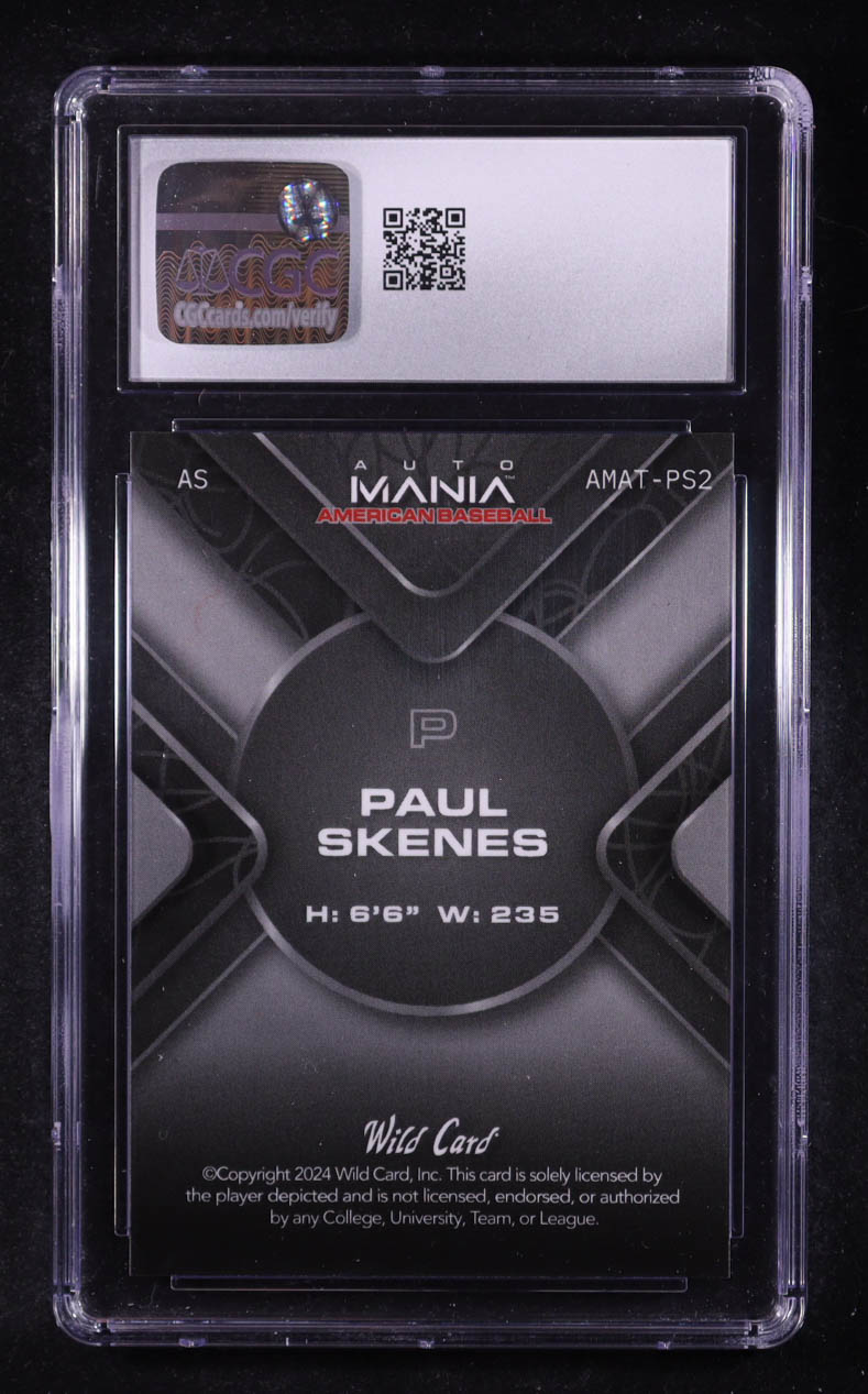 Paul Skenes 2024 Wild Card Auto Mania American Flag Lava #AMATPS2 #14/50 RC (CGC 10) at PristineAuction.com Paul Skenes 2024 Wild Card Auto Mania American Flag Lava #AMATPS2 #14/50 RC (CGC 10) at PristineAuction.com