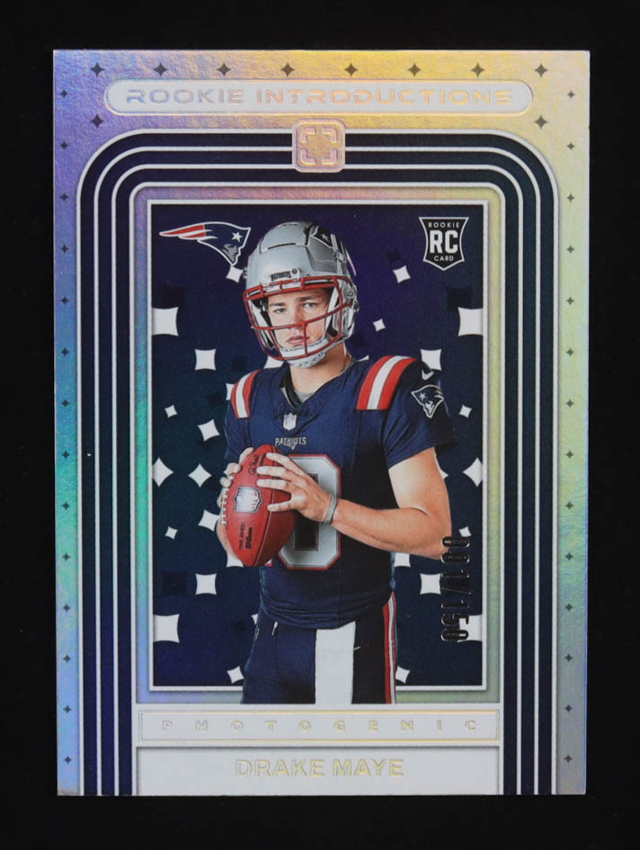 Drake Maye 2024 Panini PhotoGenic Rookie Introductions Silver #4 #001/150 RC at PristineAuction.com Drake Maye 2024 Panini PhotoGenic Rookie Introductions Silver #4 #001/150 RC at PristineAuction.com