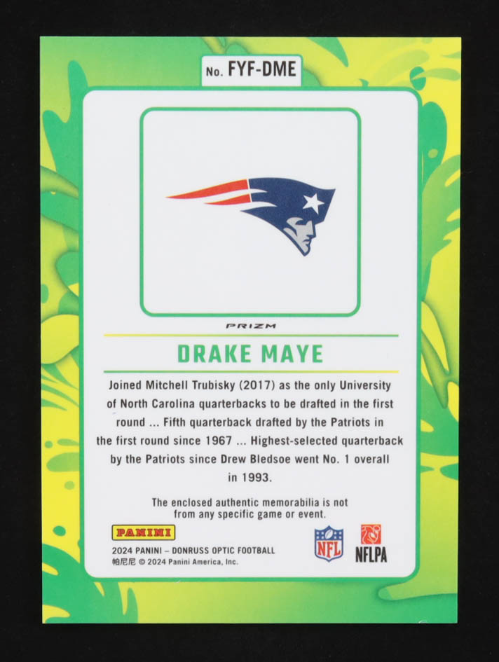 Drake Maye 2024 Donruss Optic First Year Fresh Jerseys Blue Hyper #12 RC at PristineAuction.com Drake Maye 2024 Donruss Optic First Year Fresh Jerseys Blue Hyper #12 RC at PristineAuction.com