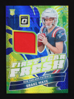 Drake Maye 2024 Donruss Optic First Year Fresh Jerseys Blue Hyper #12 RC at PristineAuction.com