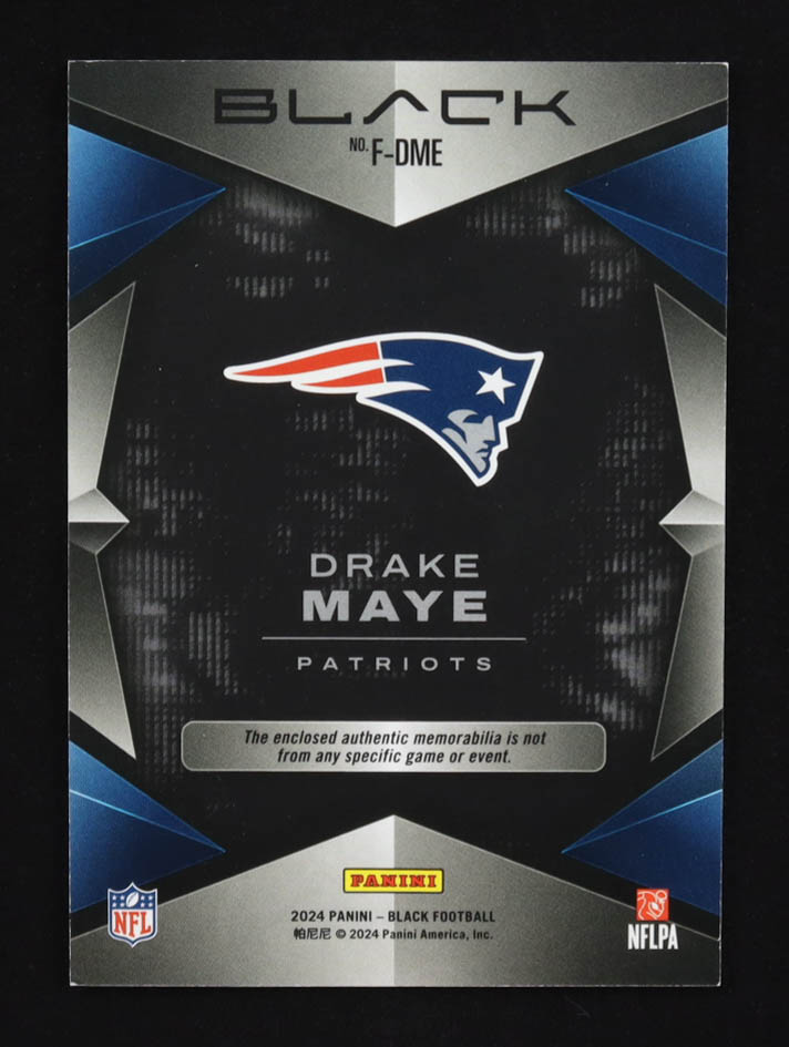 Drake Maye 2024 Panini Black Futuristic Jerseys Royal #3 #56/99 RC at PristineAuction.com Drake Maye 2024 Panini Black Futuristic Jerseys Royal #3 #56/99 RC at PristineAuction.com