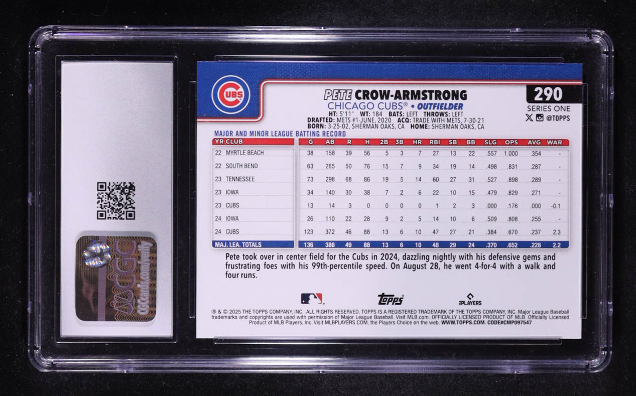 Pete Crow-Armstrong 2025 Topps #290 (CGC 10) at PristineAuction.com Pete Crow-Armstrong 2025 Topps #290 (CGC 10) at PristineAuction.com