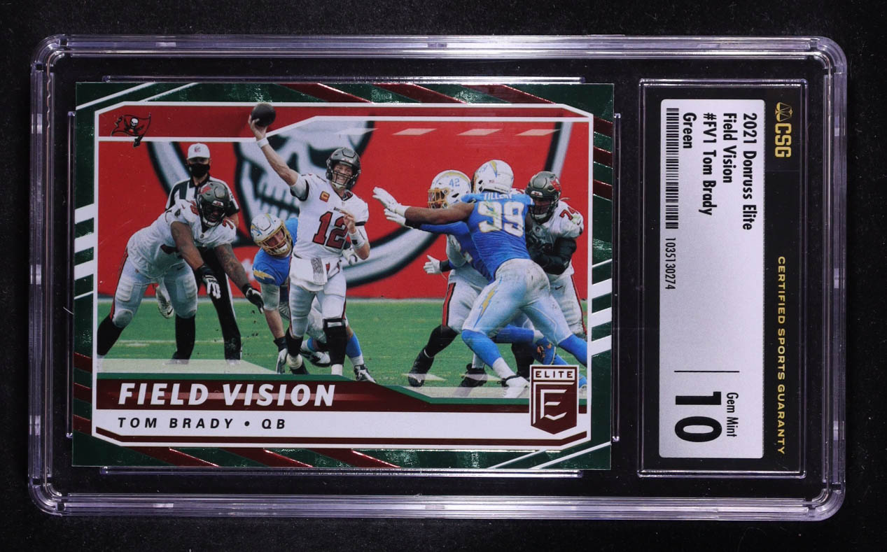 Tom Brady 2021 Elite Field Vision Green #1 (CSG 10) at PristineAuction.com Tom Brady 2021 Elite Field Vision Green #1 (CSG 10) at PristineAuction.com