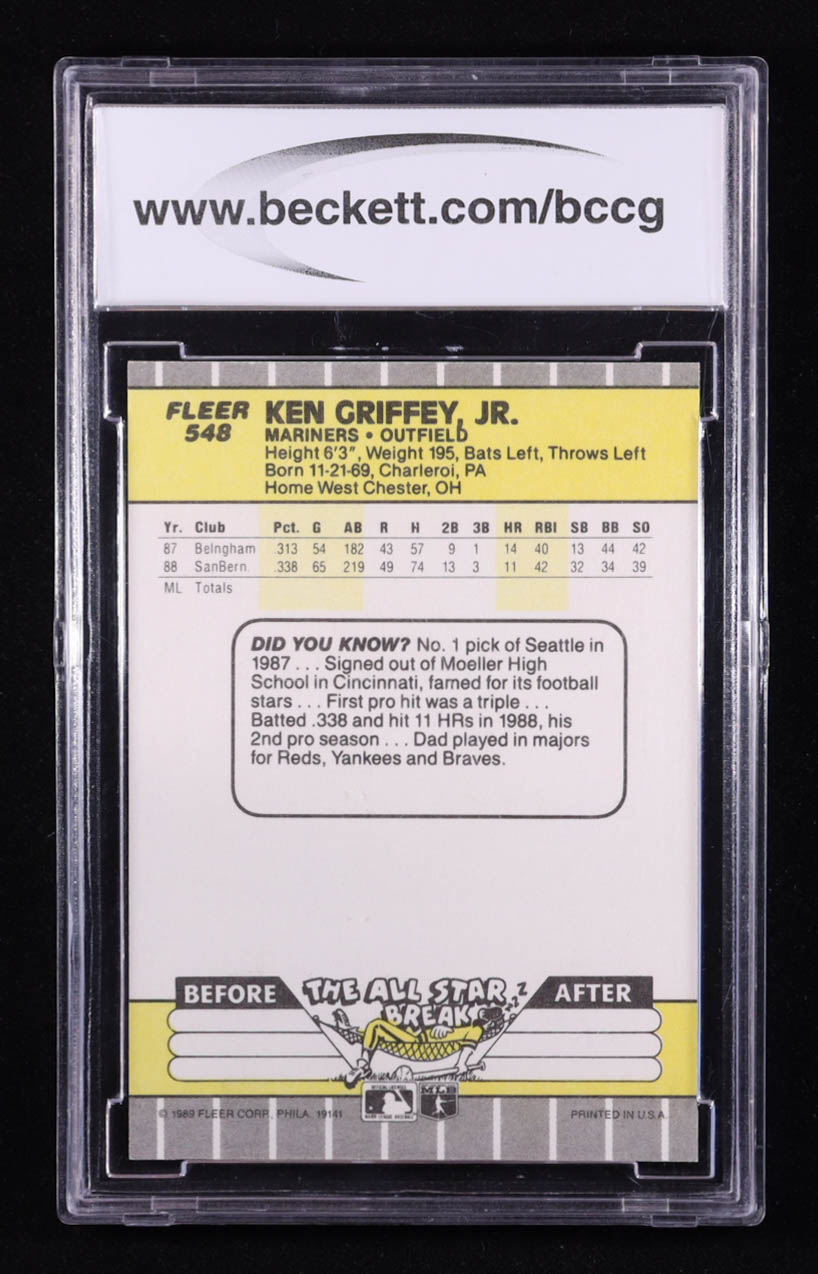 Ken Griffey Jr. 1989 Fleer #548 RC (BCCG 10) at PristineAuction.com Ken Griffey Jr. 1989 Fleer #548 RC (BCCG 10) at PristineAuction.com