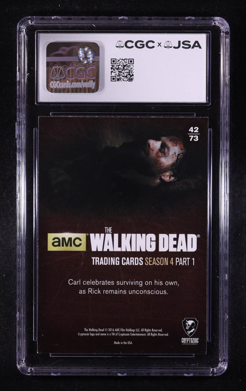 Chandler Riggs Signed 2016 Cryptozoic The Walking Dead Season Four Part 1 #42 (CGC 9.5) at PristineAuction.com Chandler Riggs Signed 2016 Cryptozoic The Walking Dead Season Four Part 1 #42 (CGC 9.5) at PristineAuction.com