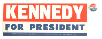 1960 Vintage John F. Kennedy Original Unused Presidential Campaign Bumper Sticker with Matching Pin at PristineAuction.com
