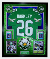 Saquan Barley Signed Eagles Custom Framed Nike Jersey with LED Display & (2) PSA 10 Graded Rookie Cards (Fanatics) at PristineAuction.com