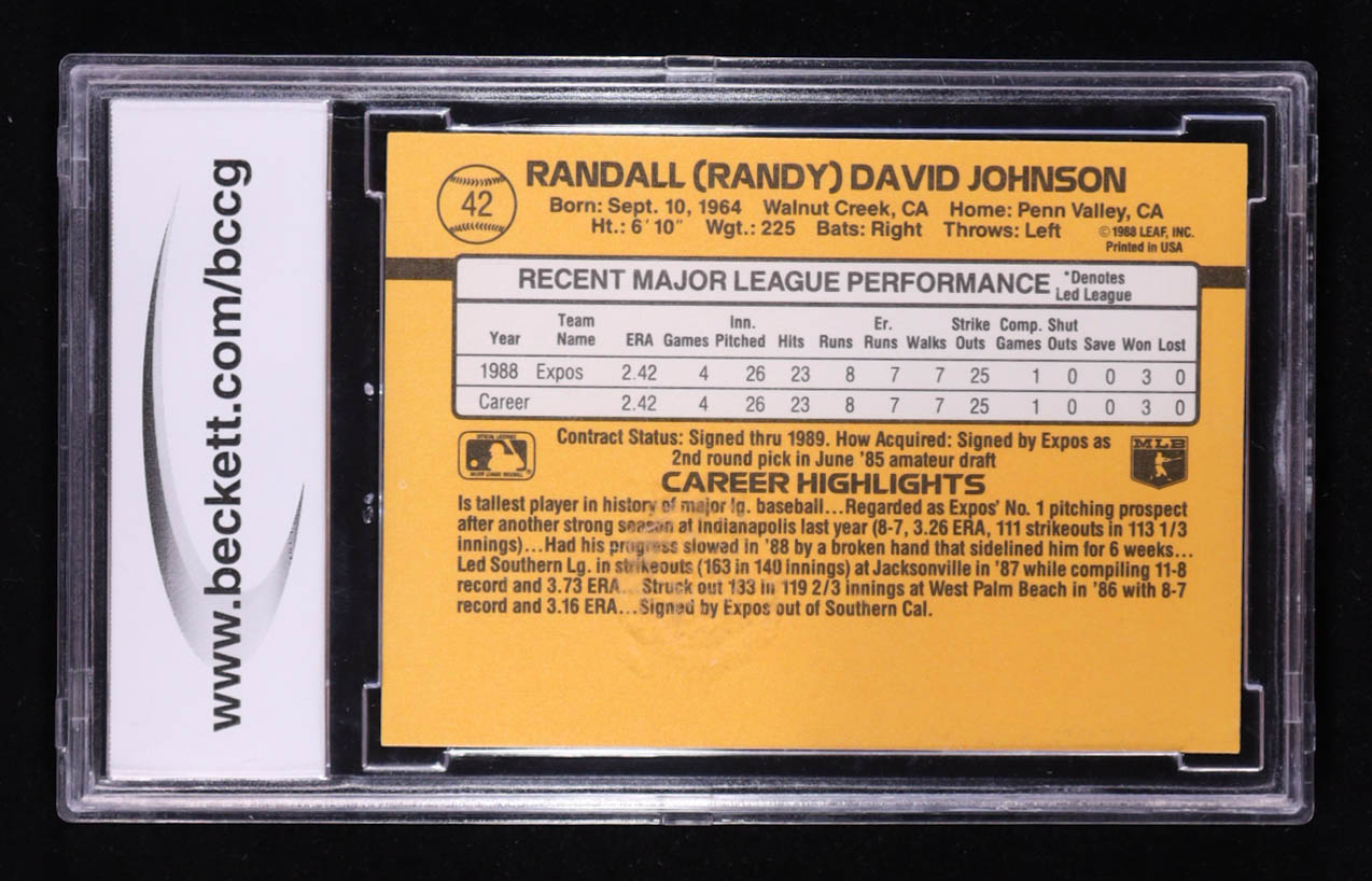 Randy Johnson 1989 Donruss RR #42 RC (BCCG 10) at PristineAuction.com Randy Johnson 1989 Donruss RR #42 RC (BCCG 10) at PristineAuction.com