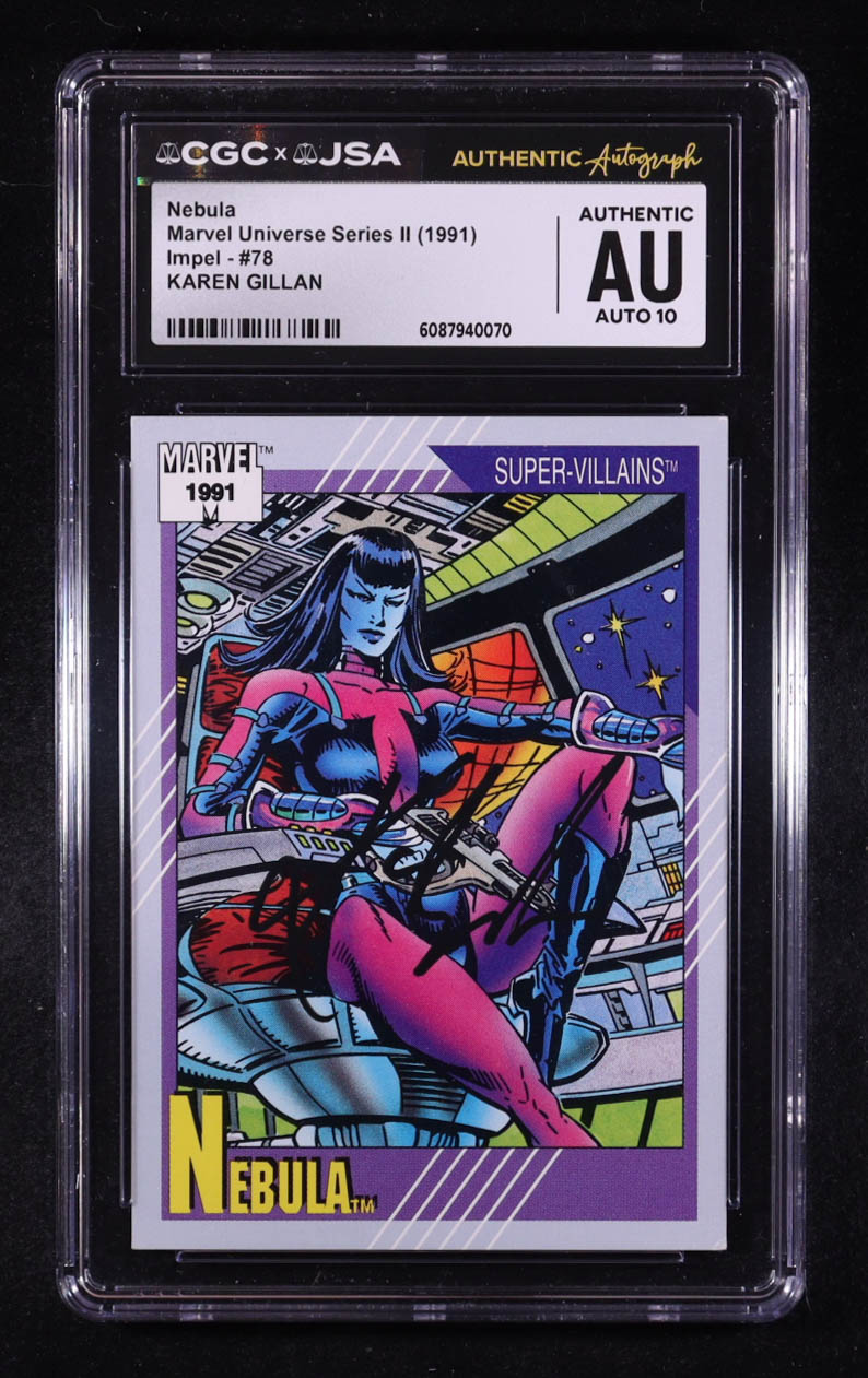 Karen Gillan Signed 1991 Impel Marvel Universe II #78 (CGC AU | Auto 10) at PristineAuction.com Karen Gillan Signed 1991 Impel Marvel Universe II #78 (CGC AU | Auto 10) at PristineAuction.com