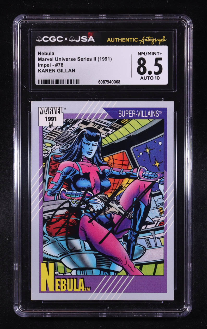 Karen Gillan Signed 1991 Impel Marvel Universe II #78 (CGC 8.5 | Auto 10) at PristineAuction.com Karen Gillan Signed 1991 Impel Marvel Universe II #78 (CGC 8.5 | Auto 10) at PristineAuction.com