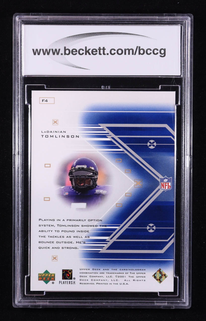 Ladainian Tomlinson 2001 Upper Deck Pros & Prospects Future Fame #F-4 RC (BCCG 10) at PristineAuction.com Ladainian Tomlinson 2001 Upper Deck Pros & Prospects Future Fame #F-4 RC (BCCG 10) at PristineAuction.com