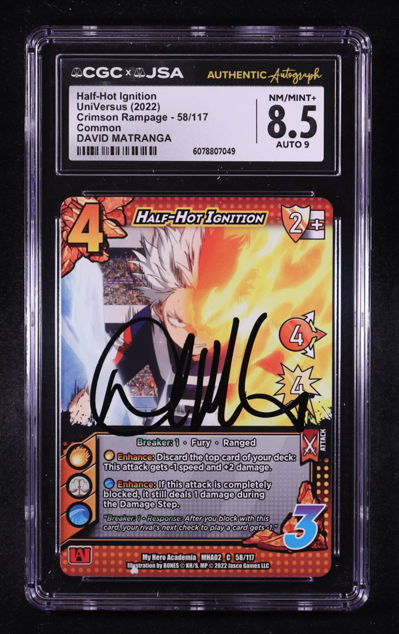 David Matranga Signed 2022 UniVersus My Hero Academia Crimson Rampage #58 (CGC 8.5 | Auto 9) at PristineAuction.com David Matranga Signed 2022 UniVersus My Hero Academia Crimson Rampage #58 (CGC 8.5 | Auto 9) at PristineAuction.com