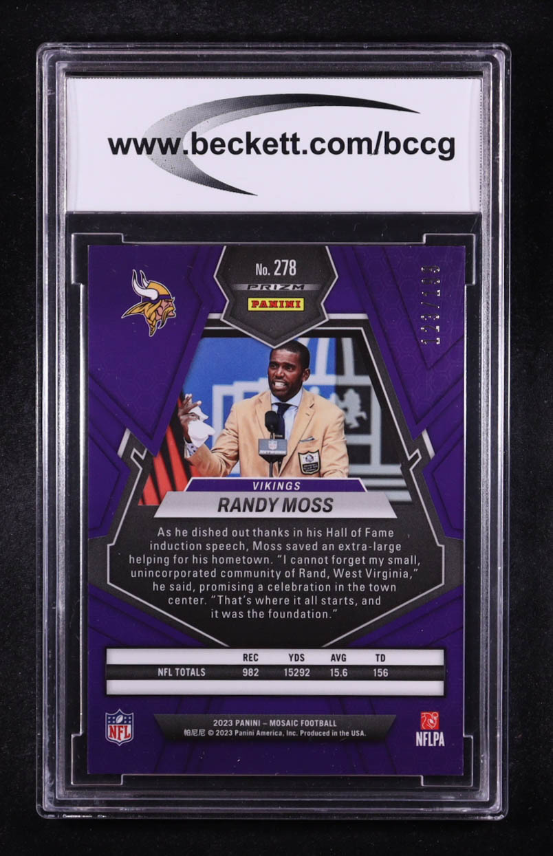 Randy Moss HOF 2023 Panini Mosaic Mosaic Orange #278 #123/199 (BCCG 10) at PristineAuction.com Randy Moss HOF 2023 Panini Mosaic Mosaic Orange #278 #123/199 (BCCG 10) at PristineAuction.com