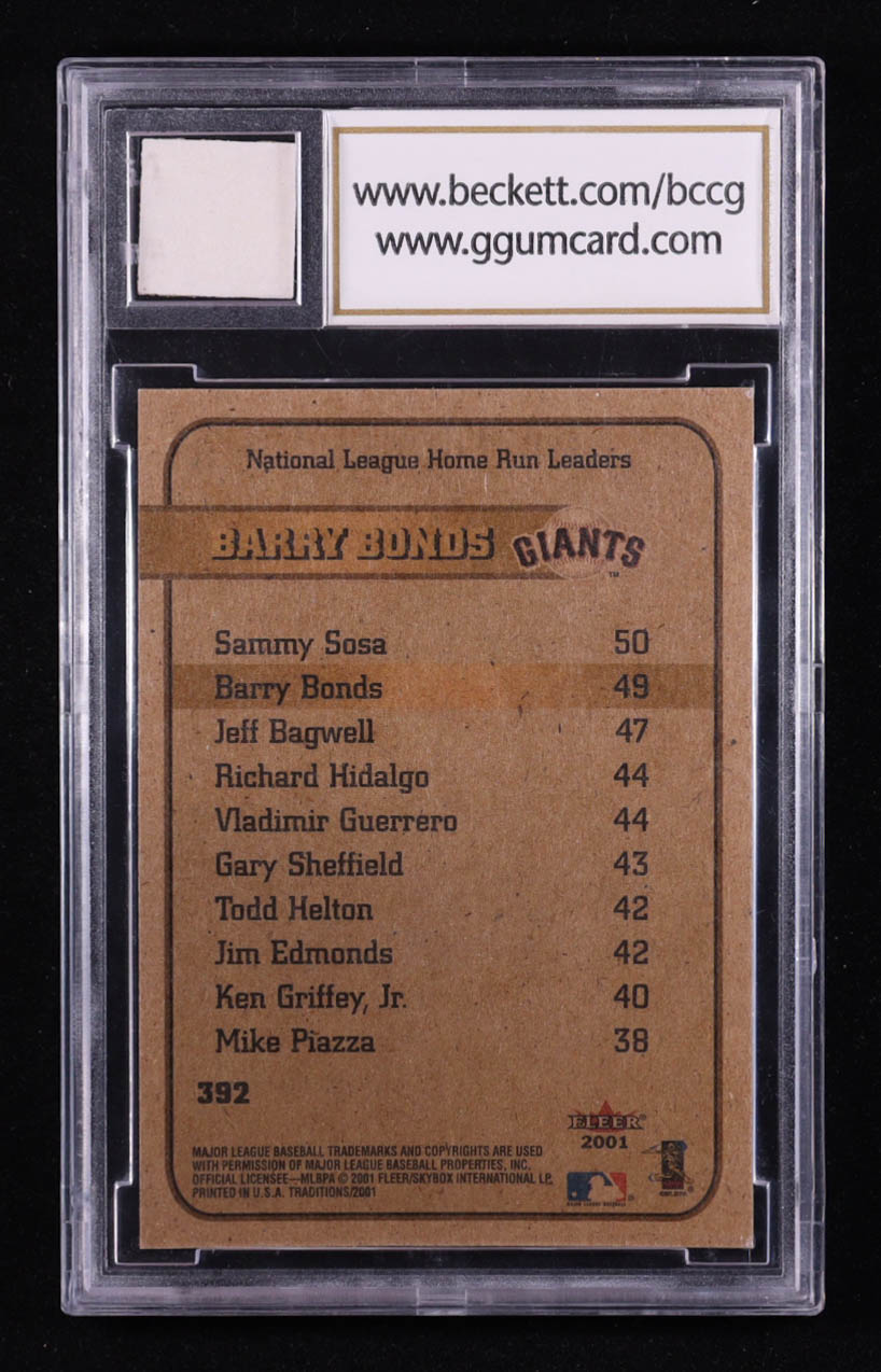 Barry Bonds 2001 Fleer Tradition Career HR Bat LL #499 #392 (BCCG 10) at PristineAuction.com Barry Bonds 2001 Fleer Tradition Career HR Bat LL #499 #392 (BCCG 10) at PristineAuction.com