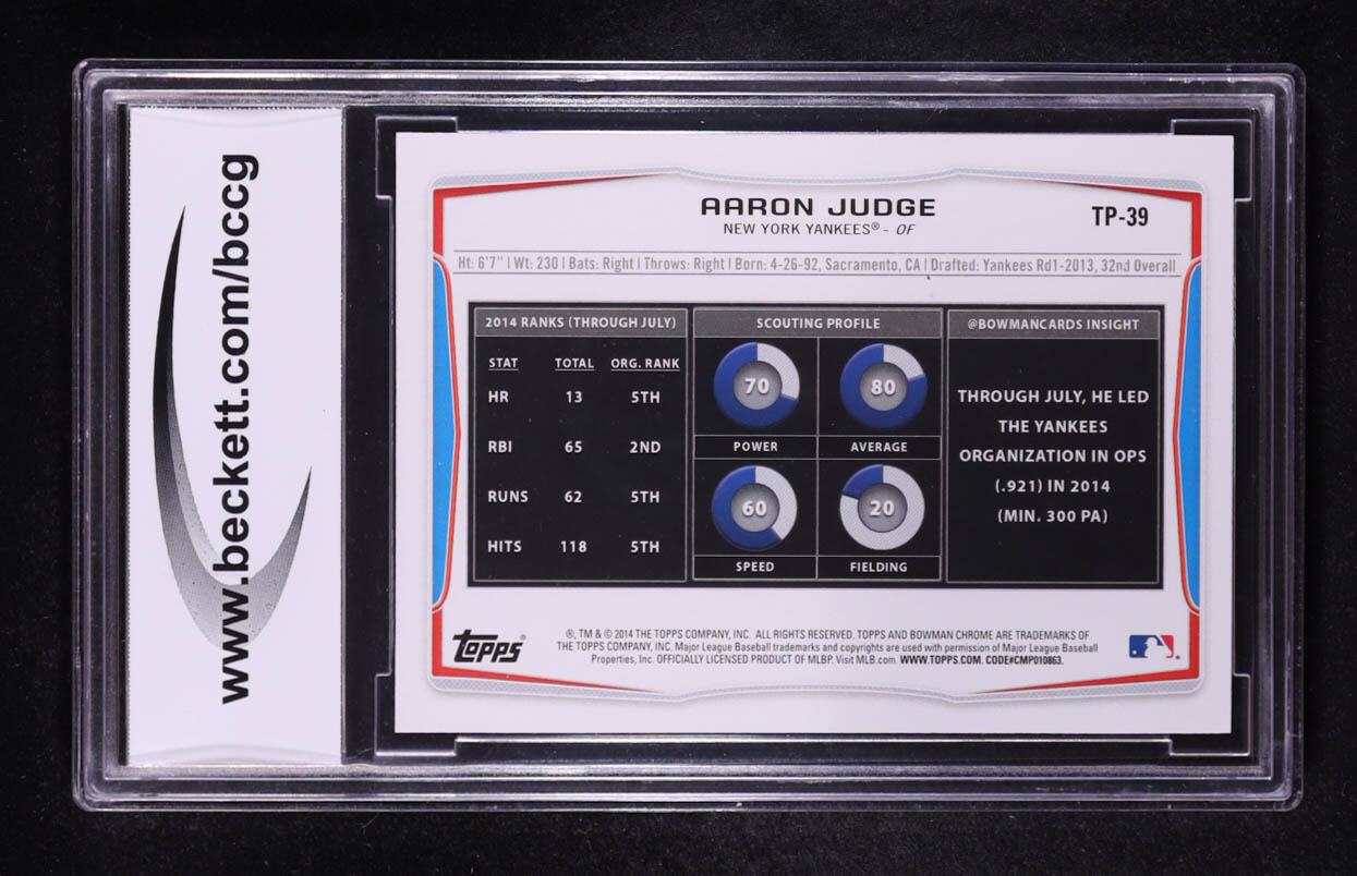 Aaron Judge 2014 Bowman Draft Top Prospects #TP39 RC (BCCG 10) at PristineAuction.com Aaron Judge 2014 Bowman Draft Top Prospects #TP39 RC (BCCG 10) at PristineAuction.com