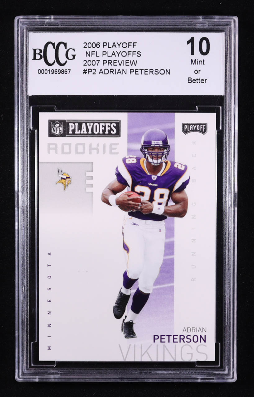 Adrian Peterson 2006 Donruss NFL Playoffs 2007 Preview #P-2 RC (BCCG 10) at PristineAuction.com Adrian Peterson 2006 Donruss NFL Playoffs 2007 Preview #P-2 RC (BCCG 10) at PristineAuction.com