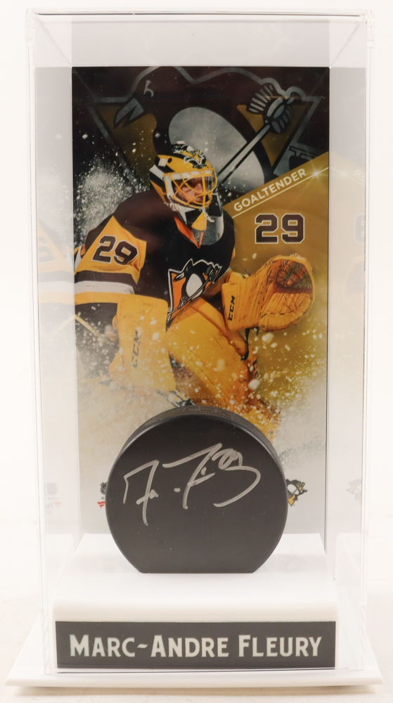 Marc-Andre Fleury Signed Hockey Puck with Display Stand (PSA) at PristineAuction.com Marc-Andre Fleury Signed Hockey Puck with Display Stand (PSA) at PristineAuction.com