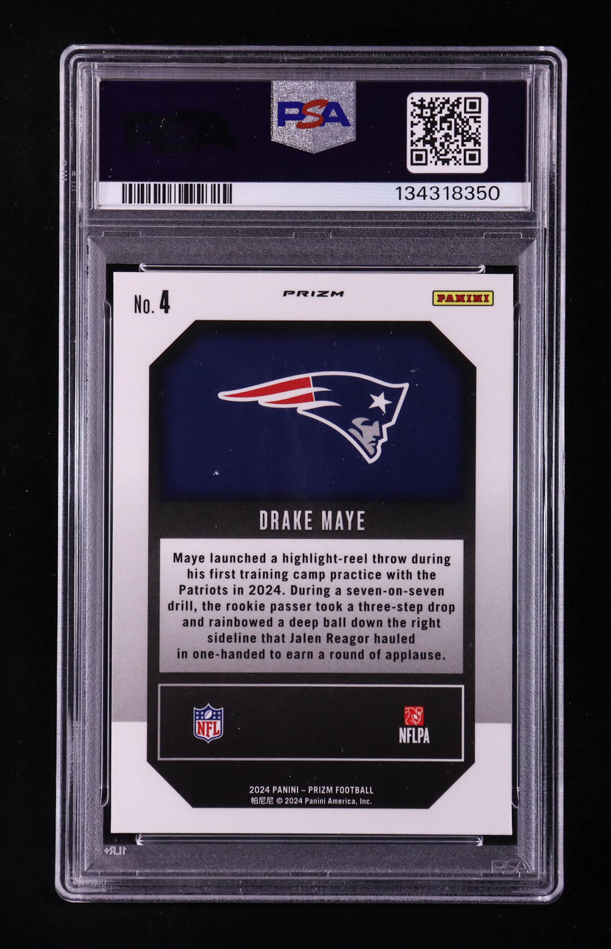 Drake Maye 2024 Panini Prizm Emergent Prizms Green Ice #4 RC (PSA 9) at PristineAuction.com Drake Maye 2024 Panini Prizm Emergent Prizms Green Ice #4 RC (PSA 9) at PristineAuction.com