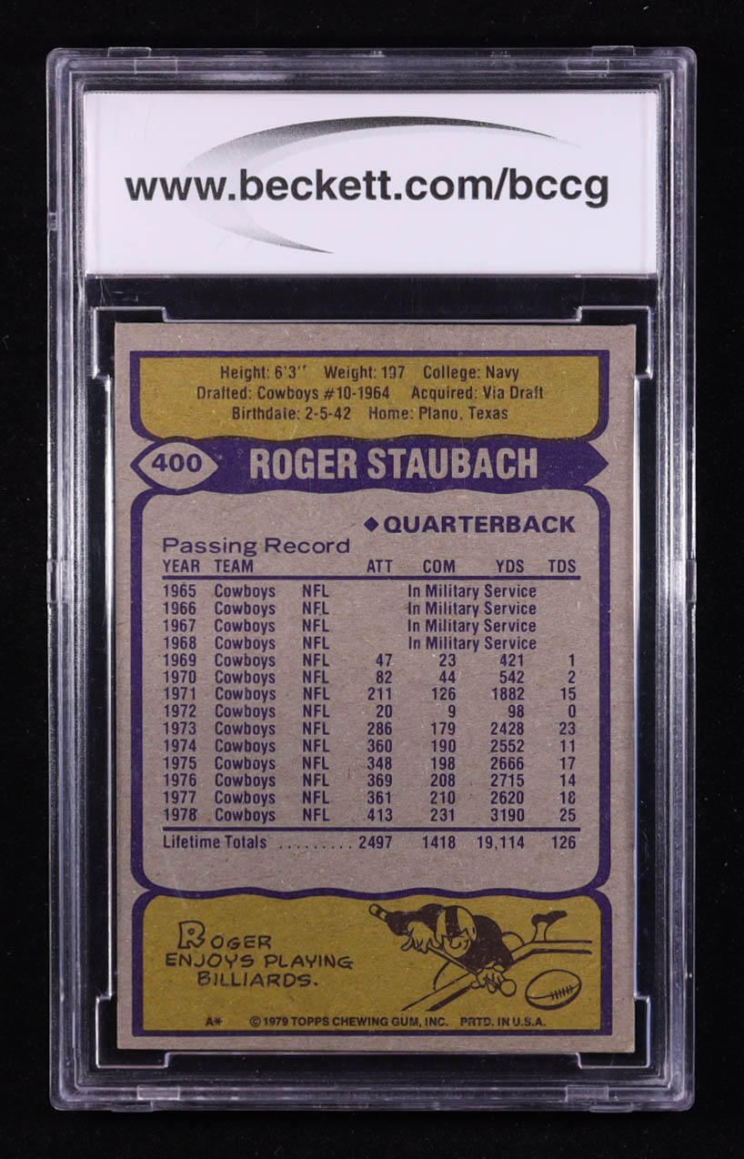 Roger Staubach 1979 Topps #400 (BCCG 9) at PristineAuction.com Roger Staubach 1979 Topps #400 (BCCG 9) at PristineAuction.com