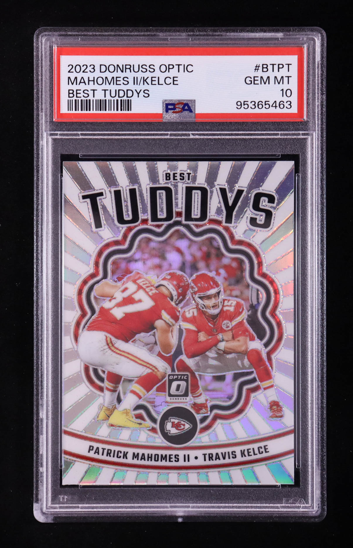 Patrick Mahomes II / Travis Kelce 2023 Donruss Optic Best Tuddys #9 (PSA 10) at PristineAuction.com Patrick Mahomes II / Travis Kelce 2023 Donruss Optic Best Tuddys #9 (PSA 10) at PristineAuction.com