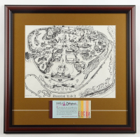 1967 Disneyland USA Custom Framed Vintage Black & White On-Site Park Map Display with A-E Vintage Ticket Book at PristineAuction.com