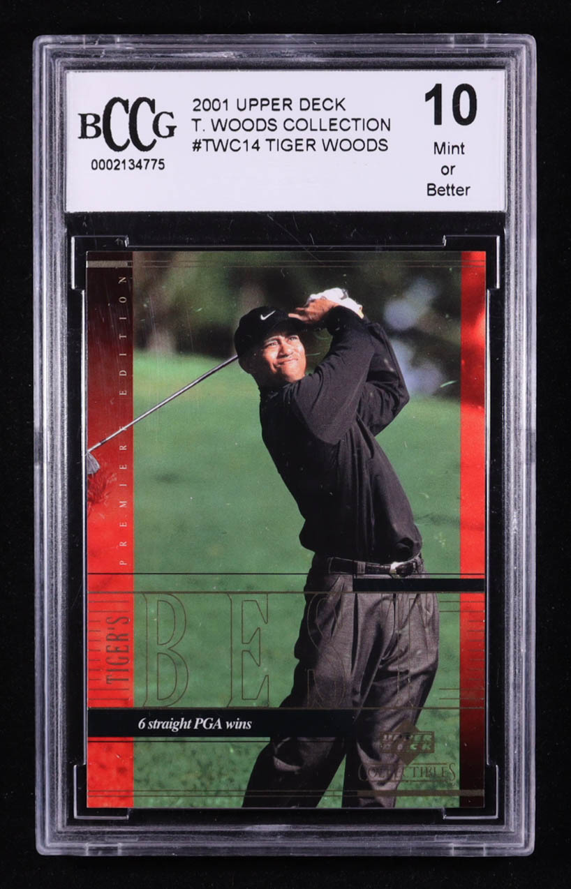 Tiger Woods 2001 Upper Deck Tiger's Best Collection Premier Edition #TWC14 RC (BCCG 10) at PristineAuction.com Tiger Woods 2001 Upper Deck Tiger's Best Collection Premier Edition #TWC14 RC (BCCG 10) at PristineAuction.com