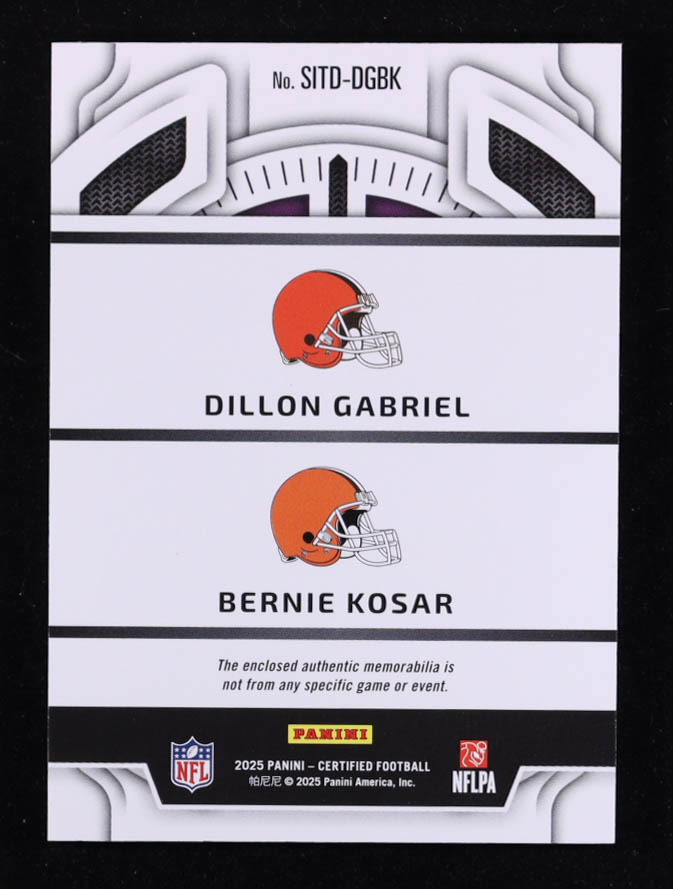 Dillon Gabriel / Bernie Kosar 2025 Certified Stitches in Time Dual Mirror Red Etch #4 #24/25 at PristineAuction.com Dillon Gabriel / Bernie Kosar 2025 Certified Stitches in Time Dual Mirror Red Etch #4 #24/25 at PristineAuction.com