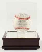 1950's Yankees Greats OAL Baseball Signed by (21) with Whitney Ford, Yogi Berra, & Bobby Richardson In Display Case (PSA) at PristineAuction.com