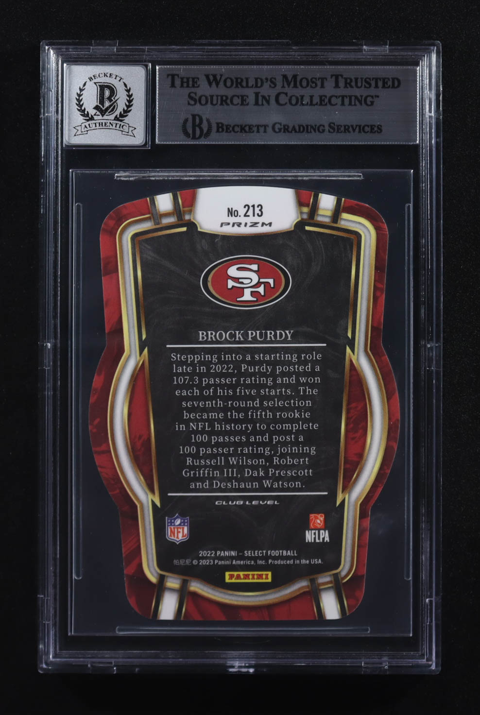 Brock Purdy Signed 2022 Select Prizm Green and Yellow Die Cut #213 RC (Beckett | Auto Grade BGS 10) at PristineAuction.com Brock Purdy Signed 2022 Select Prizm Green and Yellow Die Cut #213 RC (Beckett | Auto Grade BGS 10) at PristineAuction.com