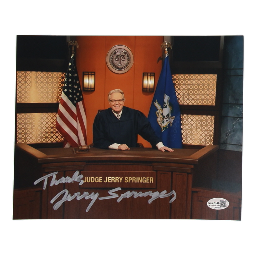 Jerry Springer Signed 8x10 Photo Inscribed "Thanks" (JSA) at PristineAuction.com Jerry Springer Signed 8x10 Photo Inscribed "Thanks" (JSA) at PristineAuction.com