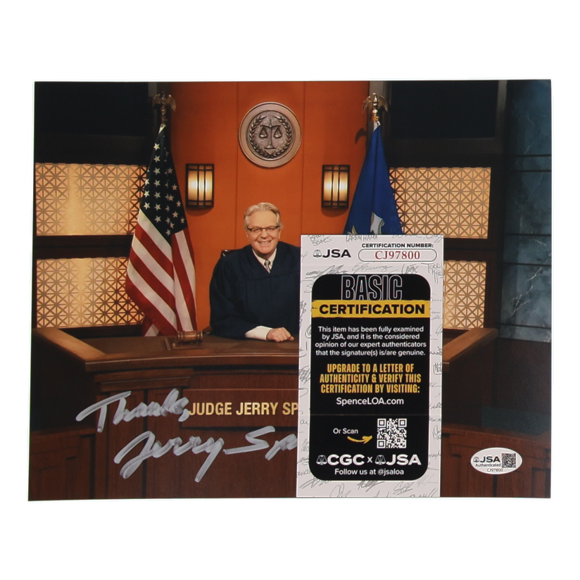 Jerry Springer Signed 8x10 Photo Inscribed "Thanks" (JSA) at PristineAuction.com Jerry Springer Signed 8x10 Photo Inscribed "Thanks" (JSA) at PristineAuction.com