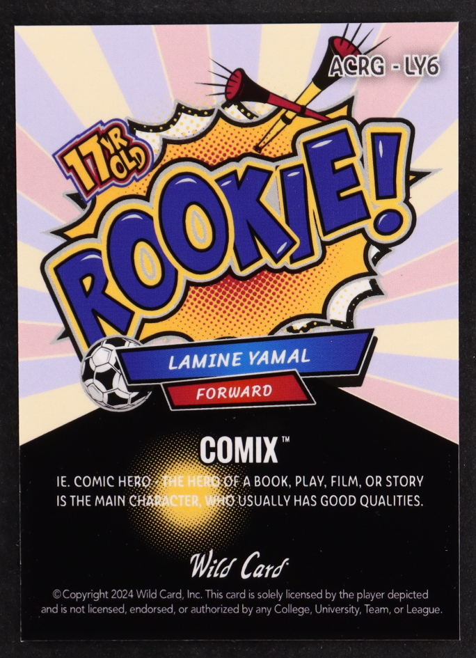 Lamine Yamal 2024 Wild Card Comix Red/Blue/Silver Circles #ACRGLY6 4/4RC at PristineAuction.com Lamine Yamal 2024 Wild Card Comix Red/Blue/Silver Circles #ACRGLY6 4/4RC at PristineAuction.com