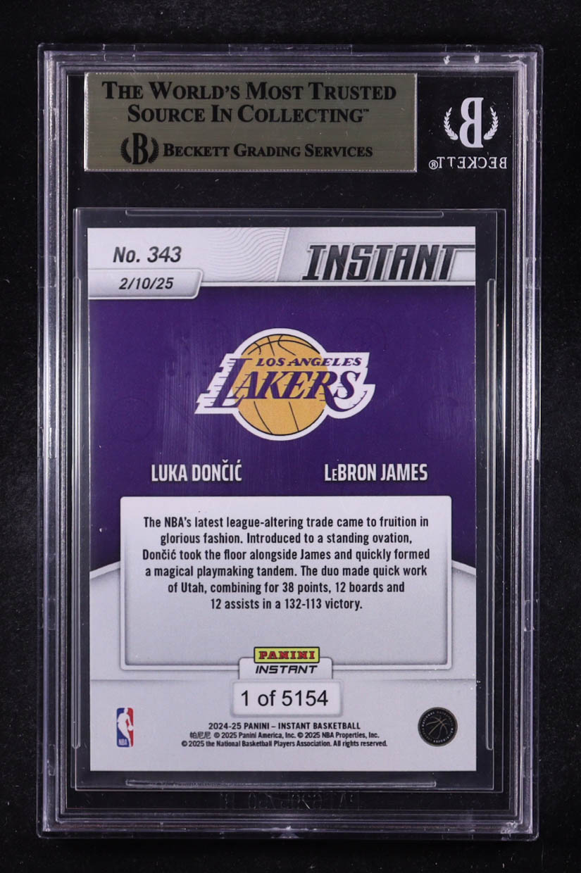 Luka Doncic / Lebron James 2024-25 Panini Instant Legendary Tendem #343 (BGS 9.5) at PristineAuction.com Luka Doncic / Lebron James 2024-25 Panini Instant Legendary Tendem #343 (BGS 9.5) at PristineAuction.com