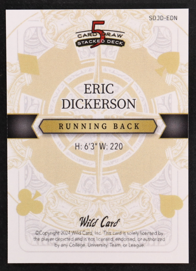 Eric Dickerson 2024 Wild Card 5 Card Draw Stacked Deck Hobby Gold Rainbow #SDJDEDN #1/1 at PristineAuction.com Eric Dickerson 2024 Wild Card 5 Card Draw Stacked Deck Hobby Gold Rainbow #SDJDEDN #1/1 at PristineAuction.com