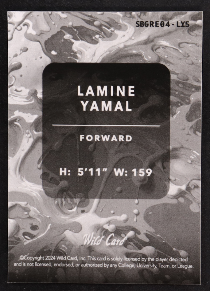 Lamine Yamal 2025 Wild Card Splat Green #SBGRE04LYS #1/2 RC at PristineAuction.com Lamine Yamal 2025 Wild Card Splat Green #SBGRE04LYS #1/2 RC at PristineAuction.com