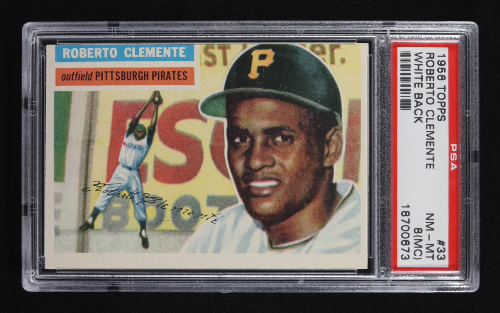 Roberto Clemente 1956 Topps White Back #33 (PSA 8)