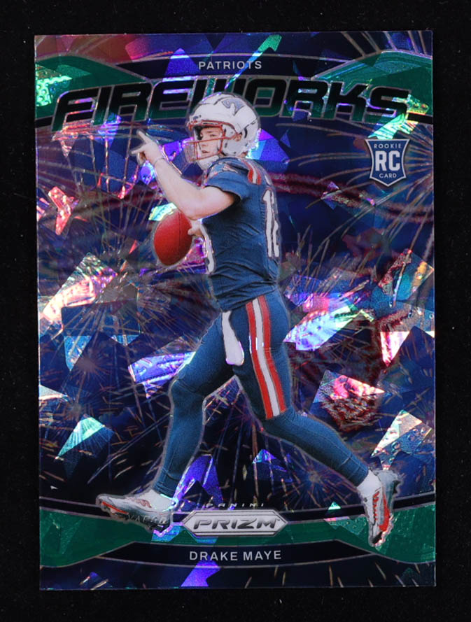 Drake Maye 2024 Panini Prizm Fireworks Prizms Green Ice #22 RC at PristineAuction.com Drake Maye 2024 Panini Prizm Fireworks Prizms Green Ice #22 RC at PristineAuction.com