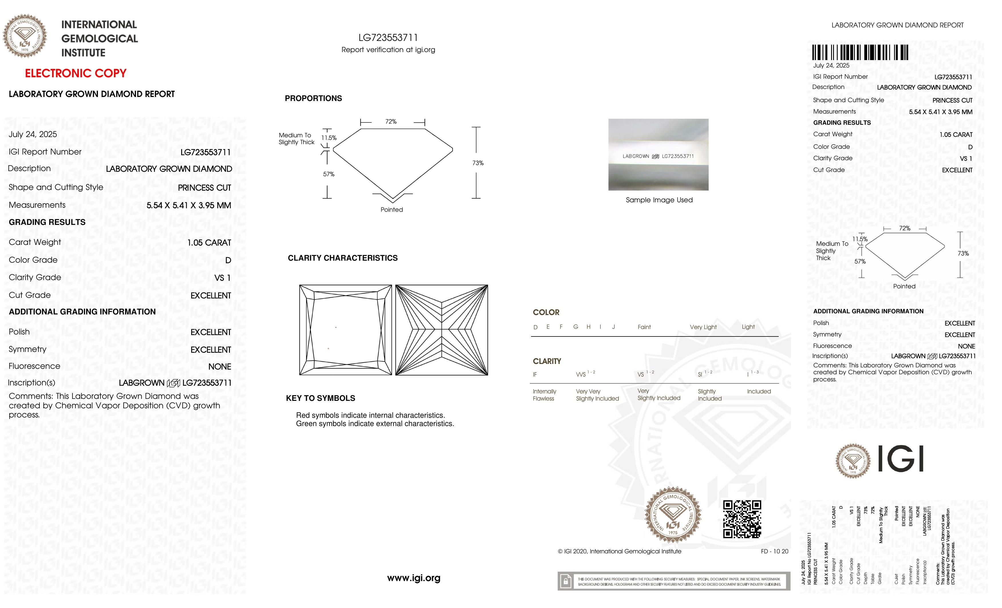 1.05 Carats Lab Grown Diamond Loose D, VS1 | (IGI Cert) at PristineAuction.com 1.05 Carats Lab Grown Diamond Loose D, VS1 | (IGI Cert) at PristineAuction.com
