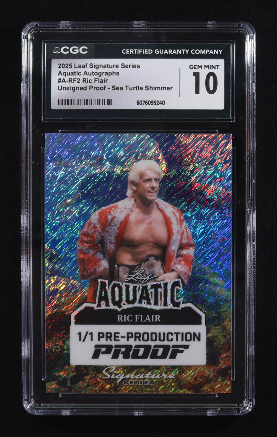 Ric Flair 2025 Leaf Signature Series Unsigned Proof Sea Turtle Shimmer Pre-Production Proof Aquatic Autographs #A-RF2 #1/1 (CGC 10) at PristineAuction.com Ric Flair 2025 Leaf Signature Series Unsigned Proof Sea Turtle Shimmer Pre-Production Proof Aquatic Autographs #A-RF2 #1/1 (CGC 10) at PristineAuction.com