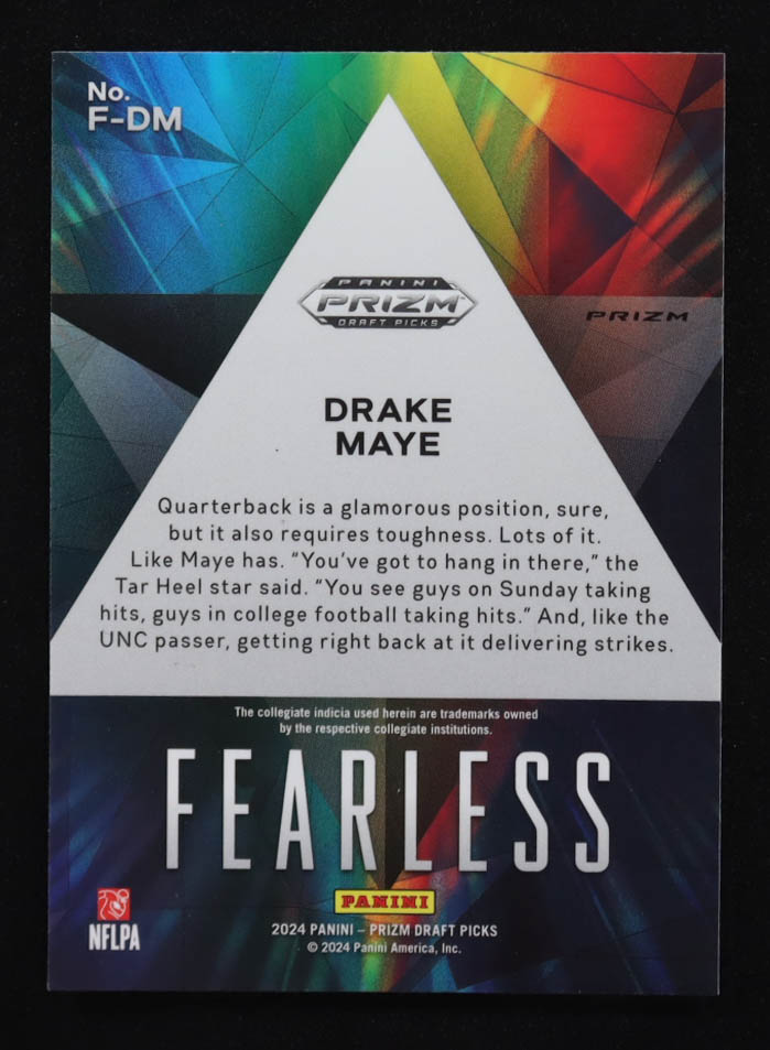 Drake Maye 2024 Panini Prizm Draft Picks Fearless Green #4 RC at PristineAuction.com Drake Maye 2024 Panini Prizm Draft Picks Fearless Green #4 RC at PristineAuction.com