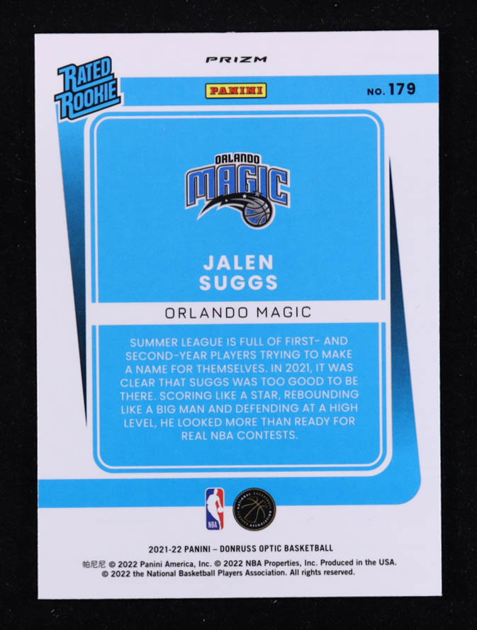 Jalen Suggs 2021-22 Donruss Optic Holo #179 RC at PristineAuction.com Jalen Suggs 2021-22 Donruss Optic Holo #179 RC at PristineAuction.com