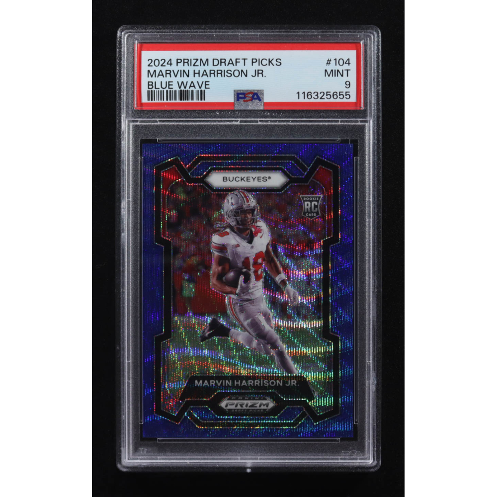 Marvin Harrison Jr. 2024 Panini Prizm Draft Picks Blue Wave #104 RC #147/249 (PSA 9) at PristineAuction.com