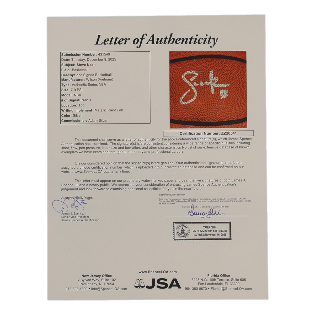 Steve Nash Signed NBA Basketball (JSA) at PristineAuction.com Steve Nash Signed NBA Basketball (JSA) at PristineAuction.com