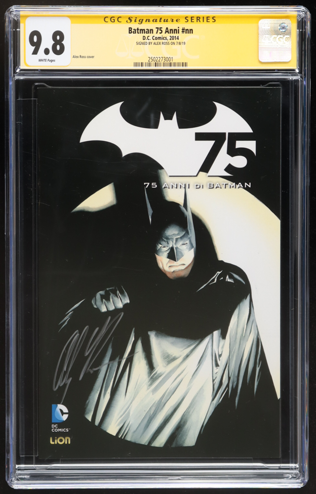 Alex Ross Signed 2014 "Batman 75 Anni" Issue #nn D.C. Comic Book (CGC 9.8) at PristineAuction.com Alex Ross Signed 2014 "Batman 75 Anni" Issue #nn D.C. Comic Book (CGC 9.8) at PristineAuction.com