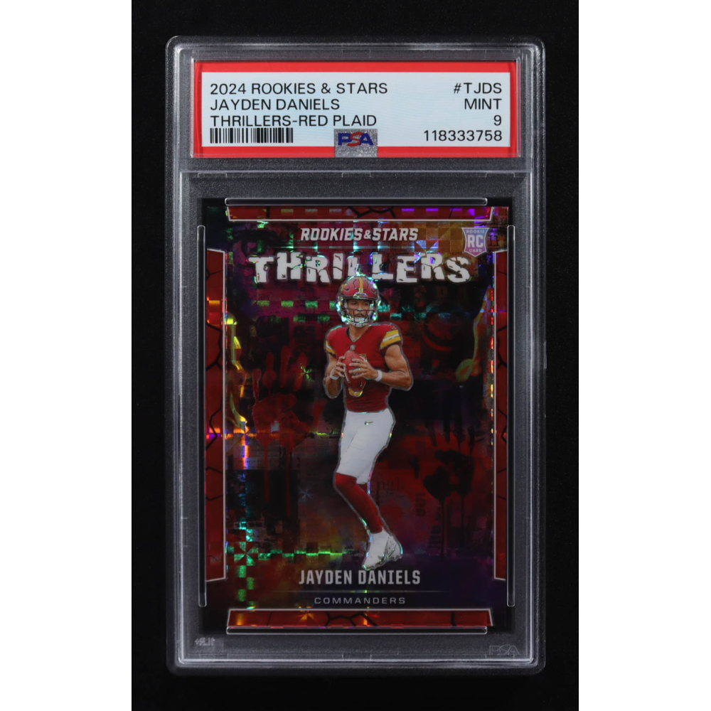 Jayden Daniels 2024 Panini Rookies & Stars Thrillers Red Plaid #T-JDS RC (PSA 9) at PristineAuction.com