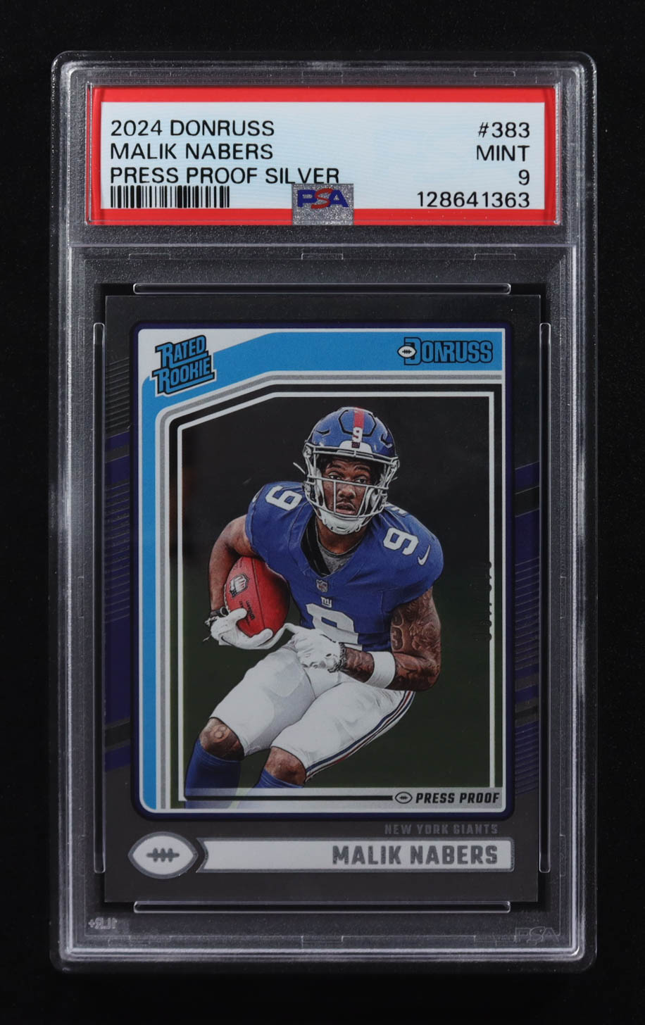 Malik Nabers 2024 Panini Donruss Press Proof Silver RR #383 RC #010/100 (PSA 9) at PristineAuction.com Malik Nabers 2024 Panini Donruss Press Proof Silver RR #383 RC #010/100 (PSA 9) at PristineAuction.com